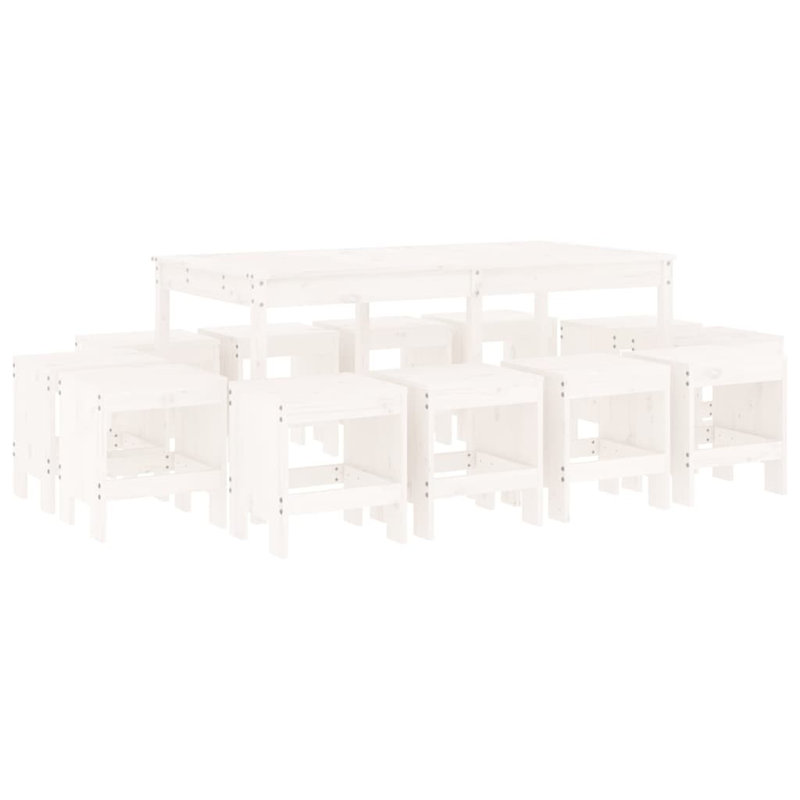 Addyline 12 - Person Wood Patio Dining Set with Rectangular Table, White
