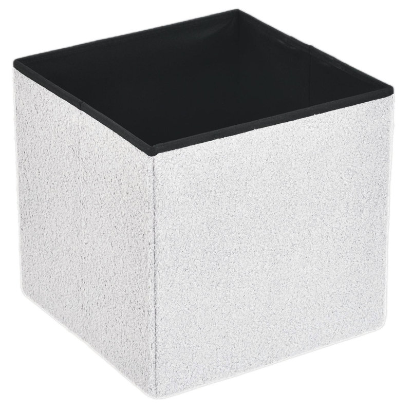 38 FOLDABLE BOUCLE STORAGE BOX, 38cm H x 40cm W x 6cm D, White