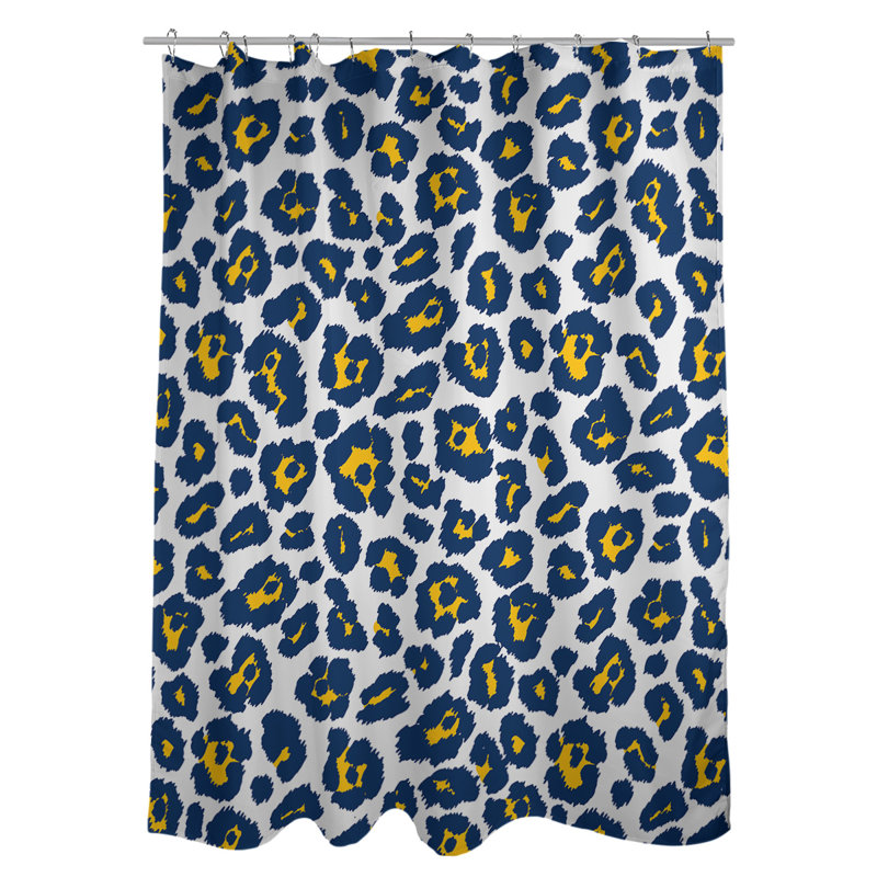 Ensemble de rideau de douche 2 pièces à imprimé animal, Blanc / Bleu / Jaune