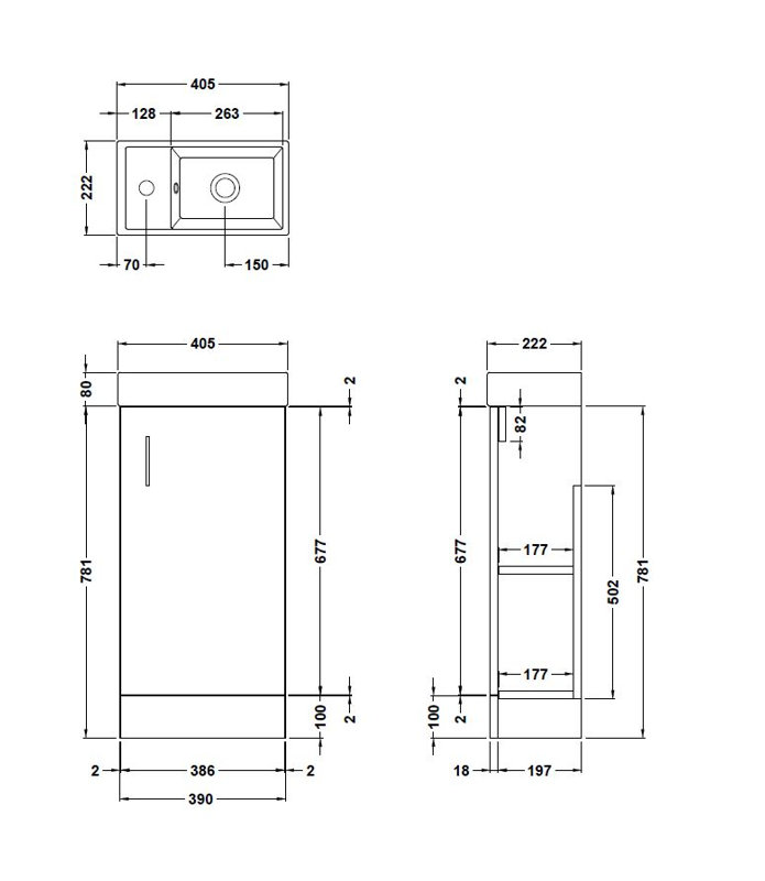 Vault 400 mm Freestanding Cloakroom Vanity with Drop In Basin