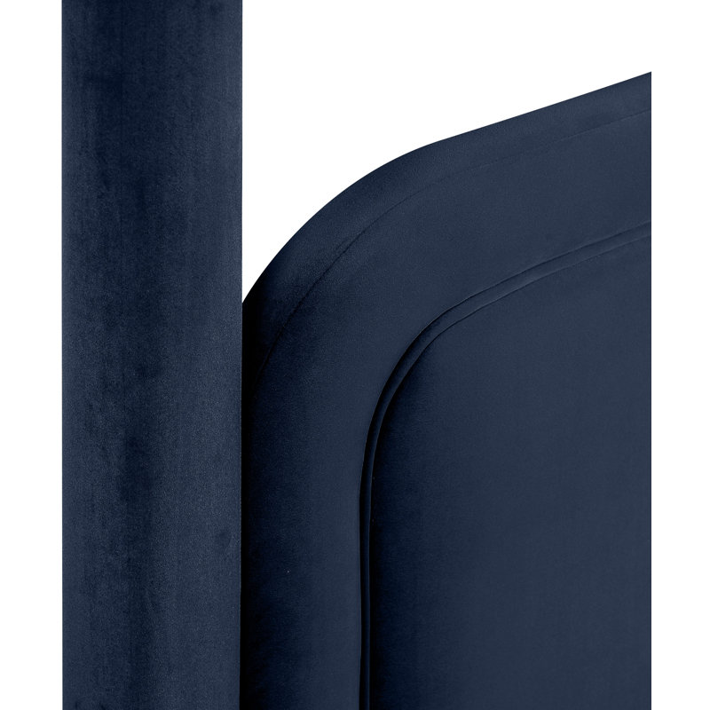 Lit tapissier Salina, Velours marine, Simple