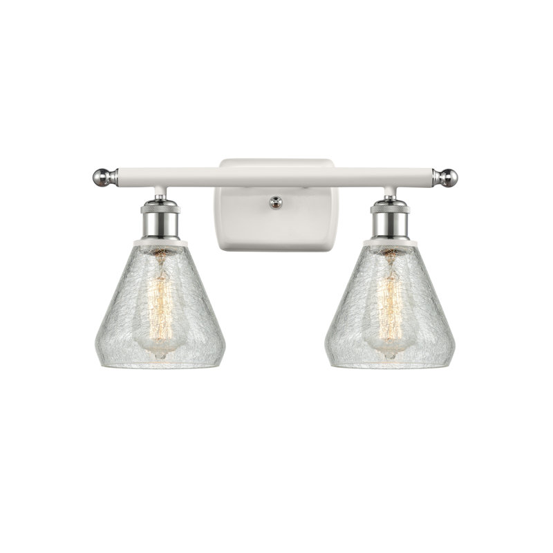 Éclairage pour salle de bain à intensité variable 2 lumières Berlin, Transparence craquelée, Ampoule DEL 6 watts Vinage