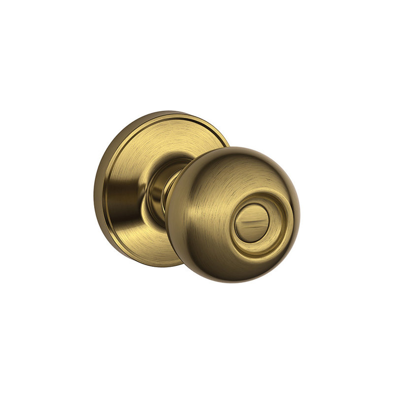 Corona Knob Bed and Bath Lock, Antique Brass