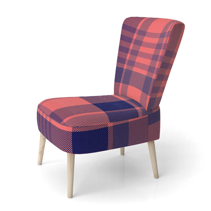 Chaise d'appoint rembourrée à motif Blue Tartan