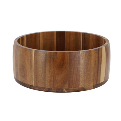 Grand grand bol de service à salade rond en bois d'acacia de 9,75 pouces
