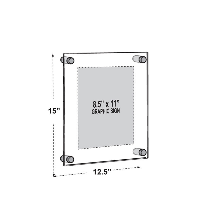 Floating Acrylic Gallery Wall Set of Four Floating Frames with Stand Off Caps