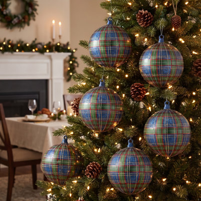 6" Glass Gentlemen Plaid Ornament