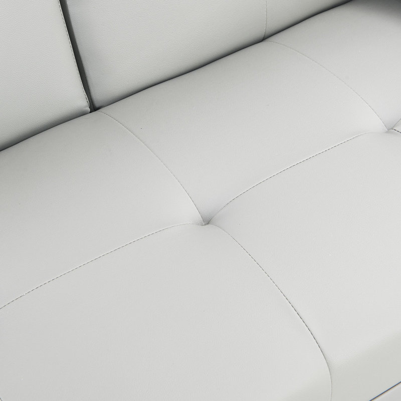 Deantwan Rolled Arm Sleeper, White Faux Leather, 28.3" H x 66" W x 31.7" D