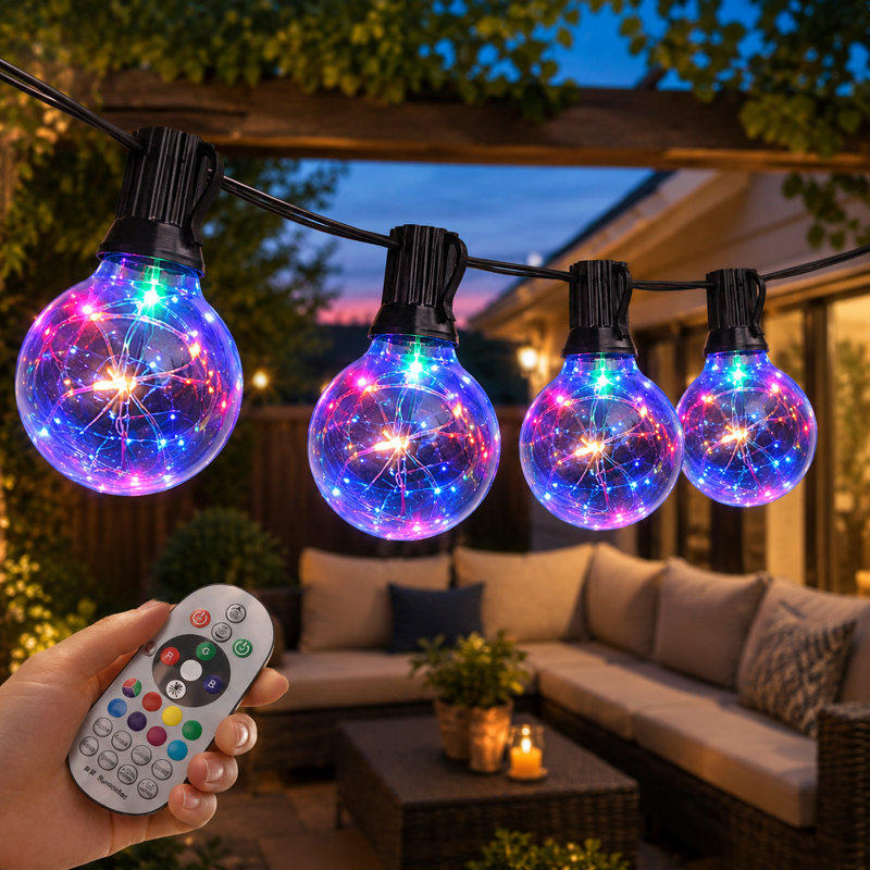 30 ft 30-Bulb Color Changing Outdoor Globe String Lights Shatterproof, Low-Voltage LED Party Patio Lighting