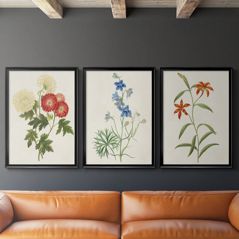 Fleurs des saisons I - Toile tendue avec châssis sur mesure - 3 pièces