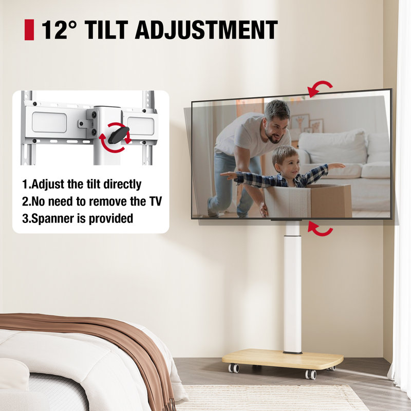 Floor-standing Horizontal And Vertical Screen Tv Stand, Up To 65 Inches, White