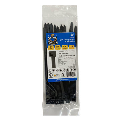 8" 120lb Light Heavy-Duty Cable Tie 15/bag