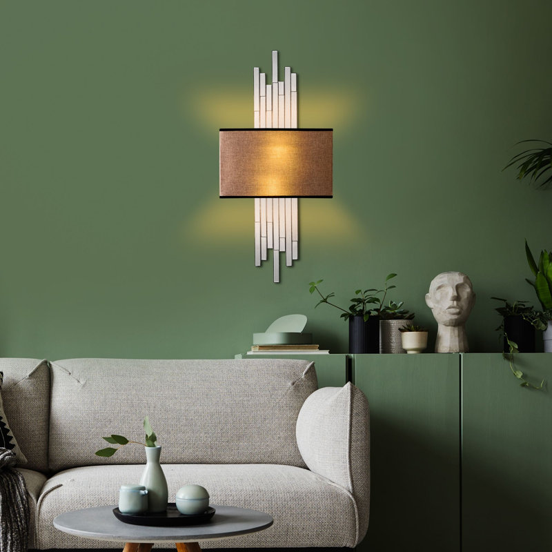Lampe murale, Marron clair, Blanc