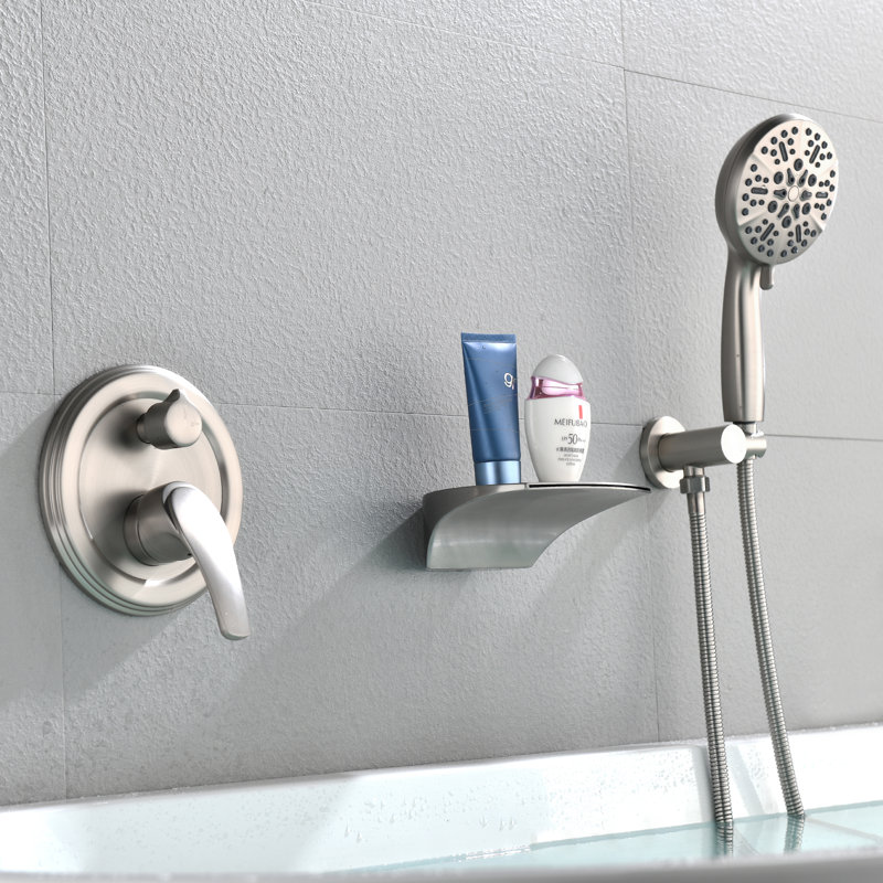 2 Function Shower System with Handheld Shower and Tub Spout, Brushed Nickel