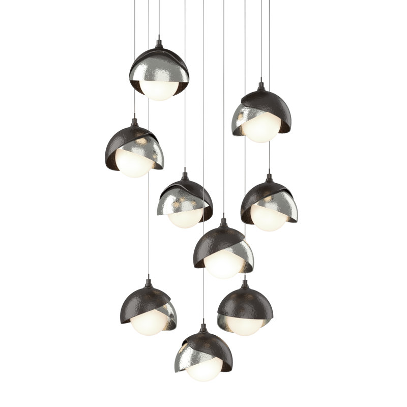 Brooklyn 9 - Light Cluster Geometric Pendant, 10" - 130", Sterling, Oil Rubbed Bronze