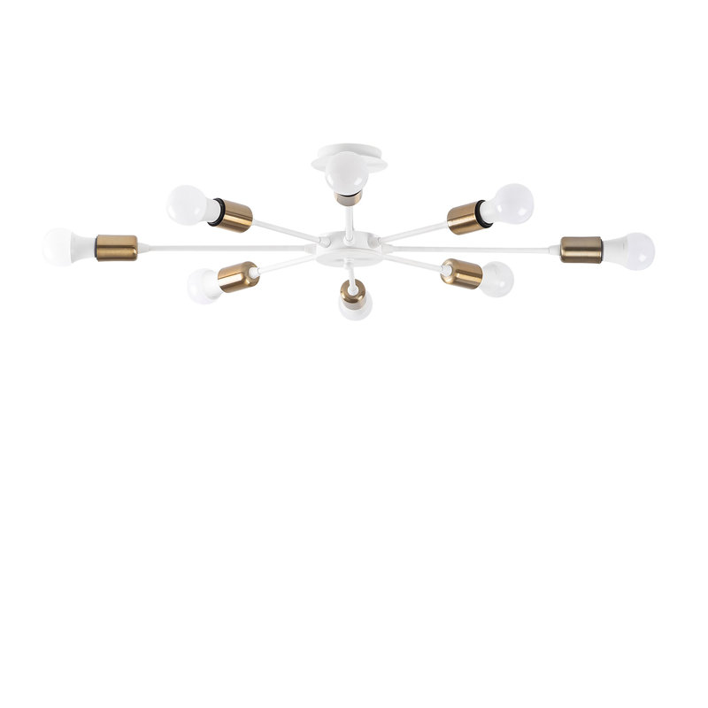 Lustre moderne, 31 x 31 x 7,5 pouces | Élégant corps en métal blanc, 8 x douilles E27 (40 W maximum) | Parfait pour le salon, la salle à manger et le vestibule, certifié IP20, design élégant et fonctionnel