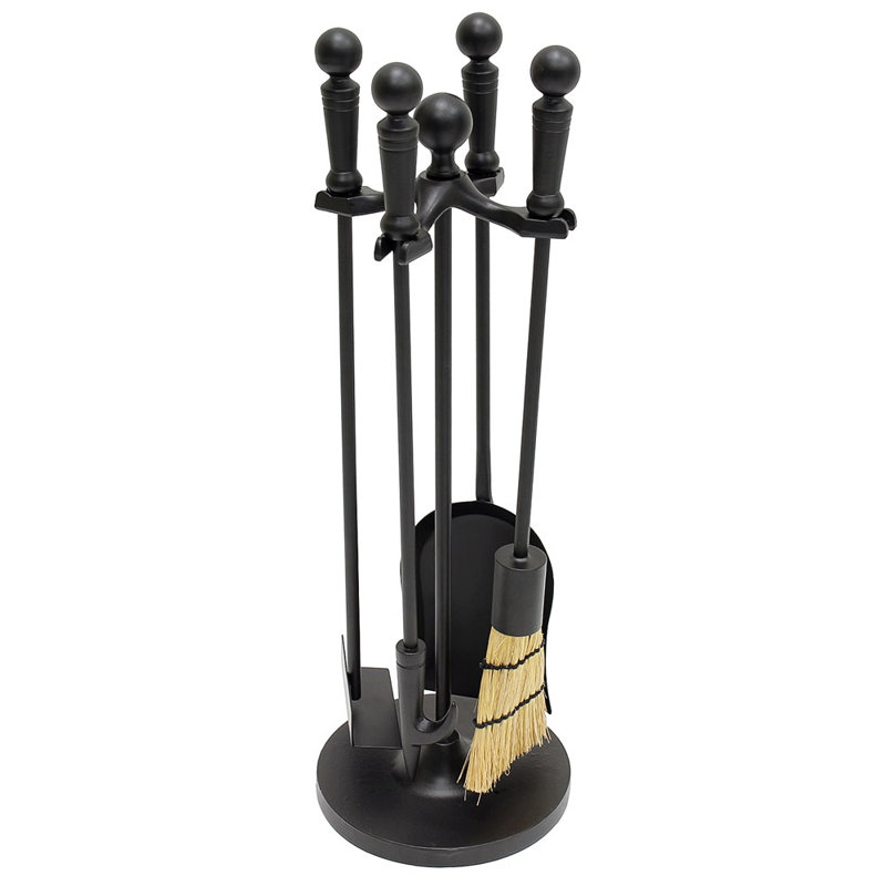 Ensemble d’outils de cheminée en fer 5 pièces Sohail, Poignées noires
