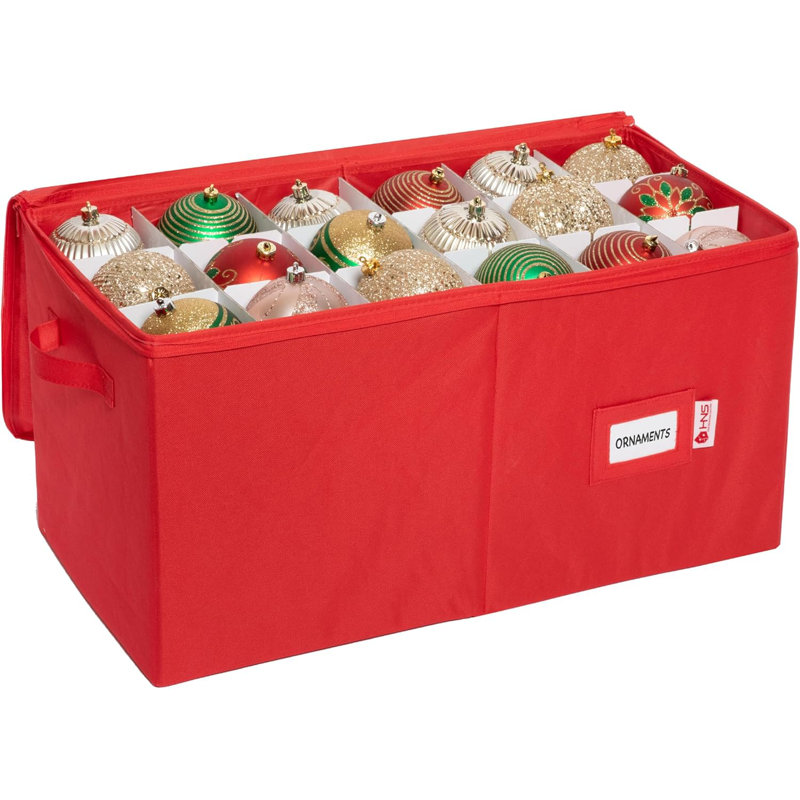 Boîte de rangement pour ornements de Noël pour protéger et ranger des décorations allant jusqu'à 54 ", Rouge