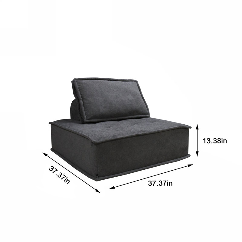 Canapé modulaire rembourré Wojcek, 100 % lin gris foncé