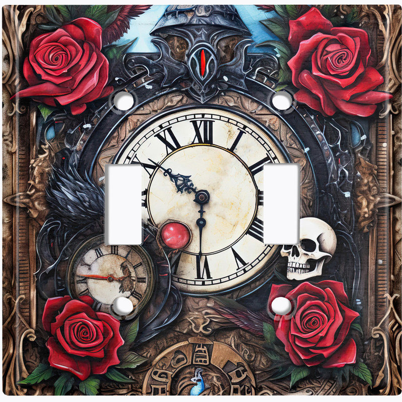 Couvercle de plaque d'interrupteur en métal; Horloge gothique à bascule 2 tailles US standard, #2 Double Toggle