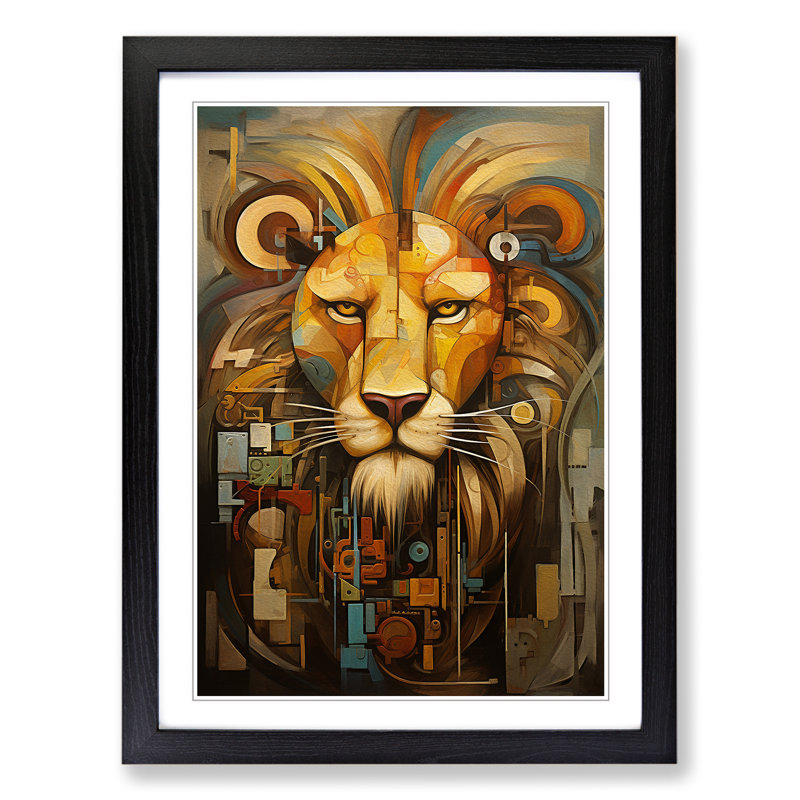 Lion Dadaism Art - Framed Print, Black Framed, 46cm H x 34cm W x 2cm D