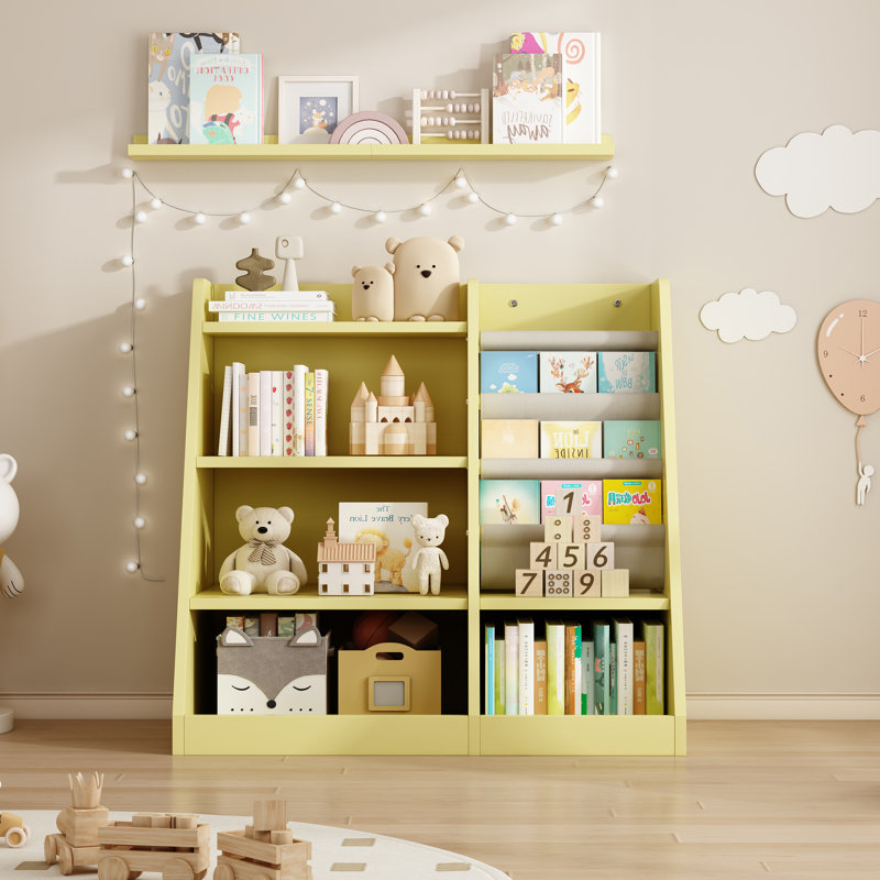 Bibliothèque en bois pour enfants, Jaune