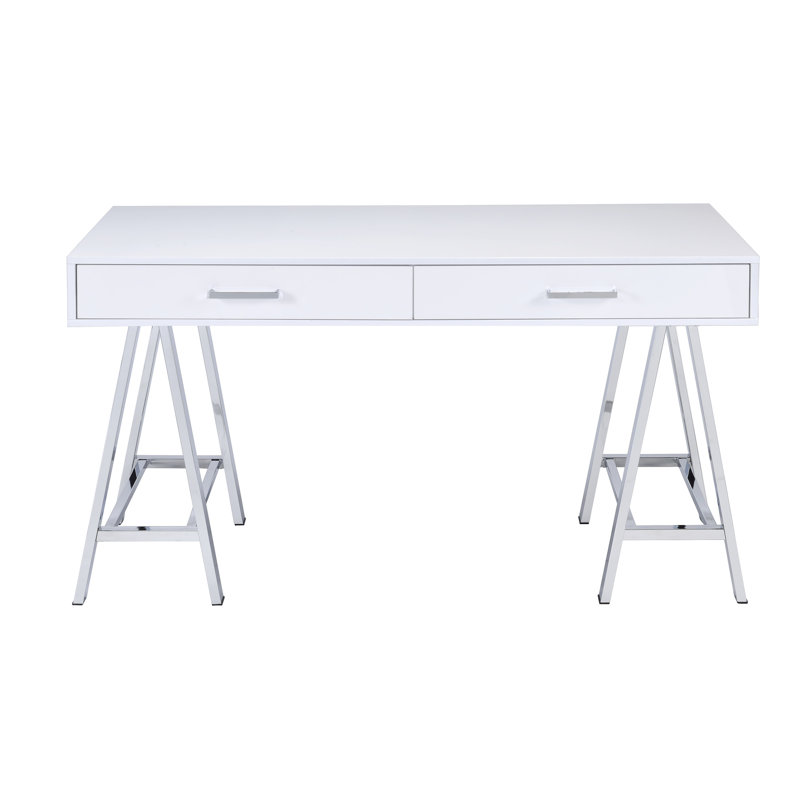 Bureau d'étude moderne blanc ultrabrillant avec et, H 32,54 po x l 55,15 po x P 21,35 po