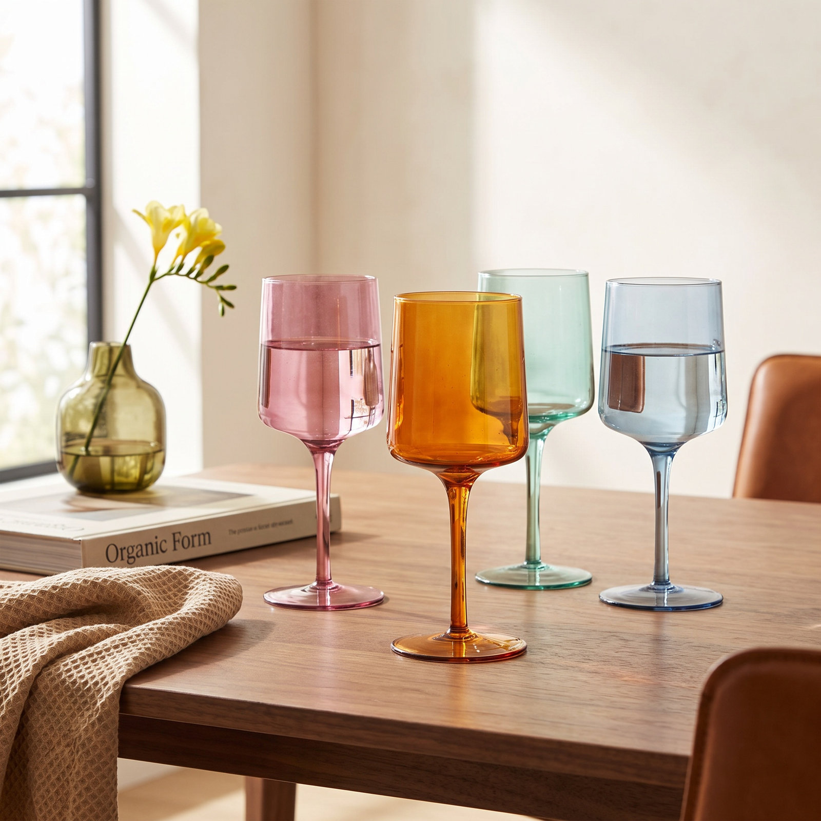 Orland Red Wine Glass, Pink/Orange/Green/Blue
