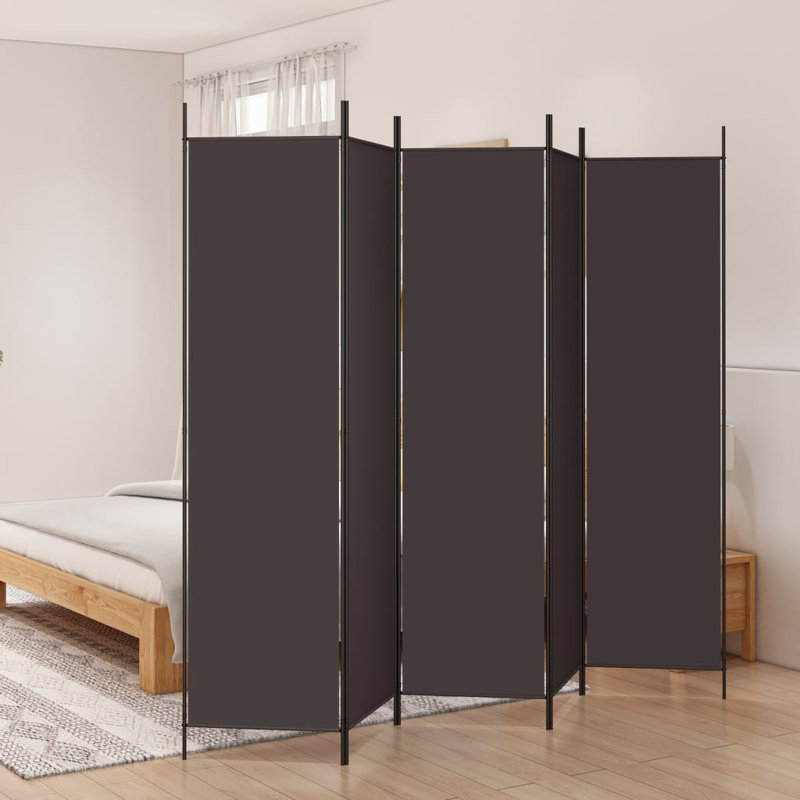 Kasimir Folding Room Divider, 5, Brown, 220cm H x 250cm W