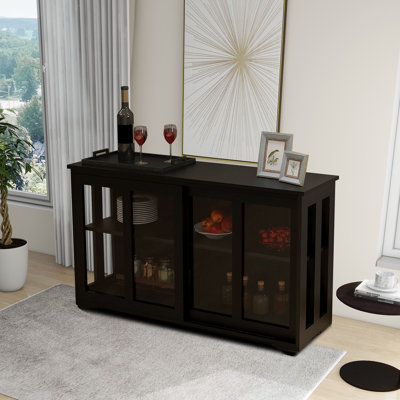 Modern Glass Door Sideboard Buffet Cabinet with Adjustable Shelves, Display Storage Cabinet for Living Room or Dining Room