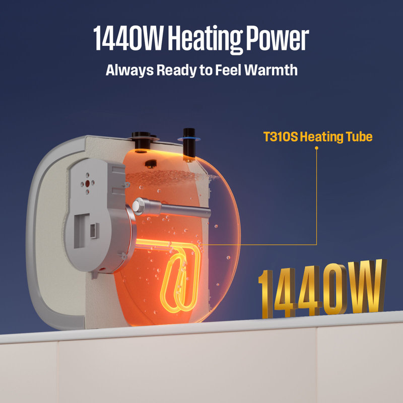 Mini chauffe-eau électrique, réservoir d'eau chaude instantanée de 2,5 gallons, 120 V 12 A, 1440 W, sous le lavabo, fixé au mur ou au sol, petit et facile à installer