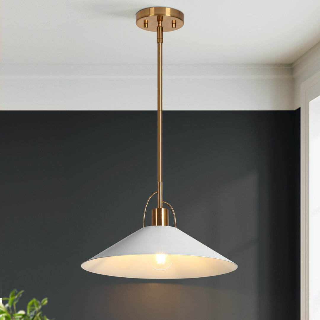 Tilda 1 - Light 14" Wide Electroplated Brass Single Pendant Willa Arlo™ Interiors Shade 