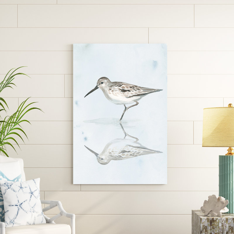 «Sandpiper Reflections II», peinture sur toile, H 48 po x l 32 po