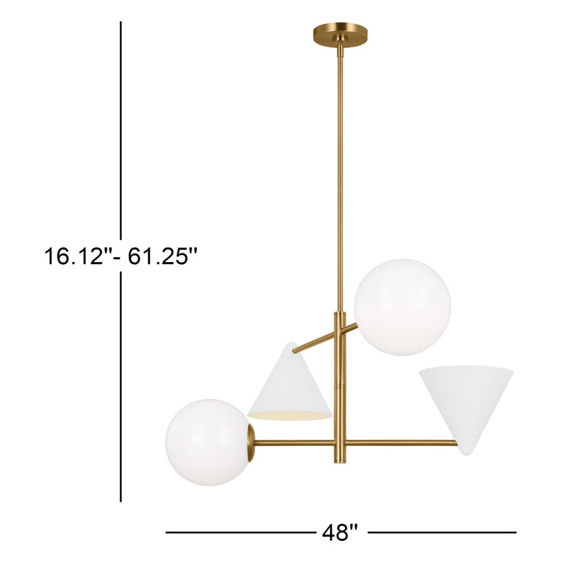 Cosmo 4 - Light Chandelier, White, 16.12" H x 48" W x 48" D