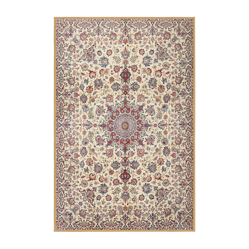 Tapis oriental beige / gris en laine, Rectangle 5 pi x 8 pi