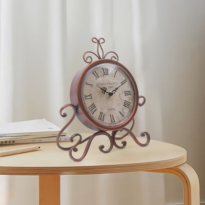 Vintage Desk Clock Silent Retro Quartz Clock Portable Home Bedside Countertop Decor