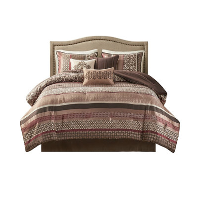 7 Piece Comforter King Red - Geometric And Stylish Pattern Traditional With Comfortable Reverse