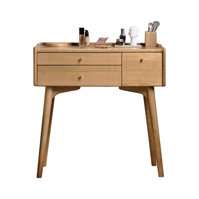 Coiffeuse 31,5 "avec 3 tiroirs en frêne massif, Non, L 31,5 po, Bois de frêne naturel