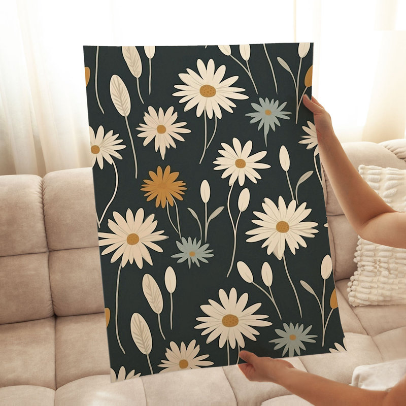 Motif floral de marguerites florales, H 14 po x l 11 po