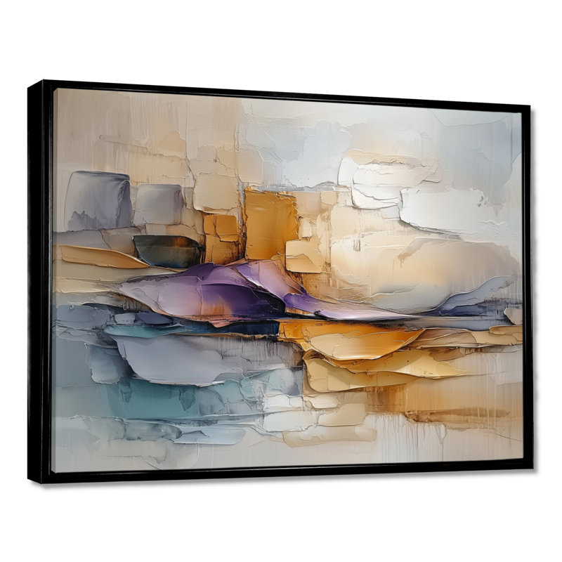 Omme - Abstract Wall Art, 34" H x 44" W, Black, Floater Framed