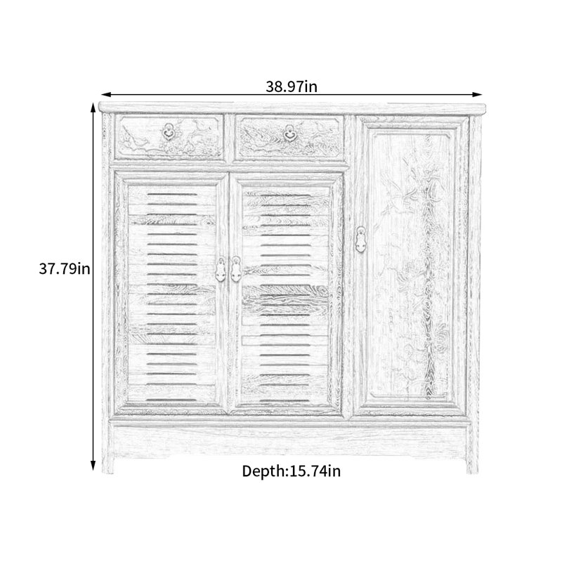 12 Pair Solid Wood Shoe Storage Cabinet