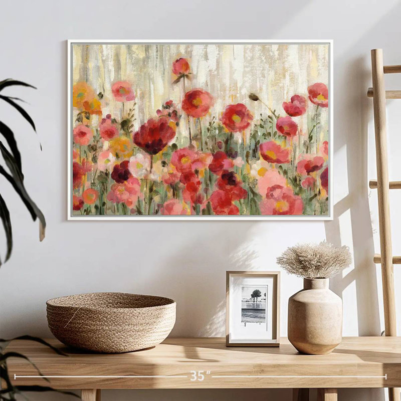 Fleurs saupoudrées, Cadre flottant blanc, 25 po x 17 po