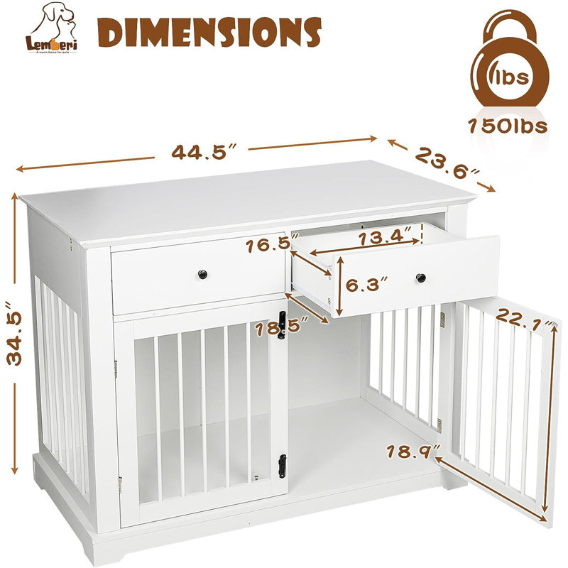 Meuble de caisse pour chien Cranbrook, Blanc