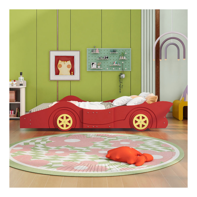 Lit plateforme avec roulettes Race, Rouge, Lit double