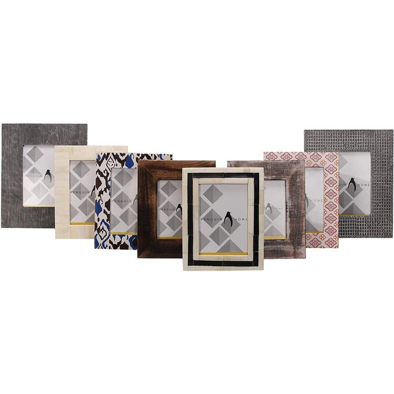 Bogazi Wood Picture Frame with Mat, 6" x 4", Washed White