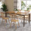 Ensemble de table de salle à manger rectangulaire, table de salle à manger de ferme avec pieds en bois massif et chaises à dossier à lattes Windsor pour cuisine / salle à manger / chambre d'amis-691036797-691036792-691036791