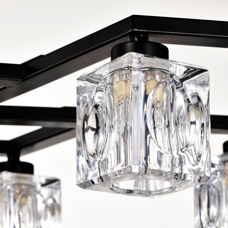 Cristal noir mat pour décoration de foyer - 8 - Luminaire d'escalier industriel en métal moderne avec tiges réglables