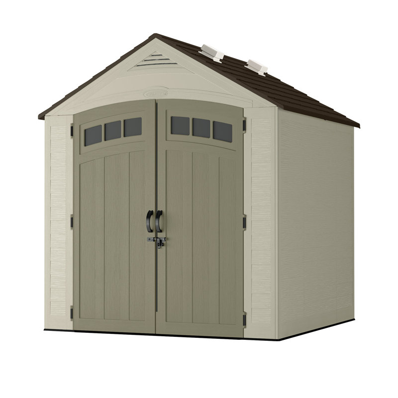 Beige 7x7 ft Resin Storage Shed with Windows