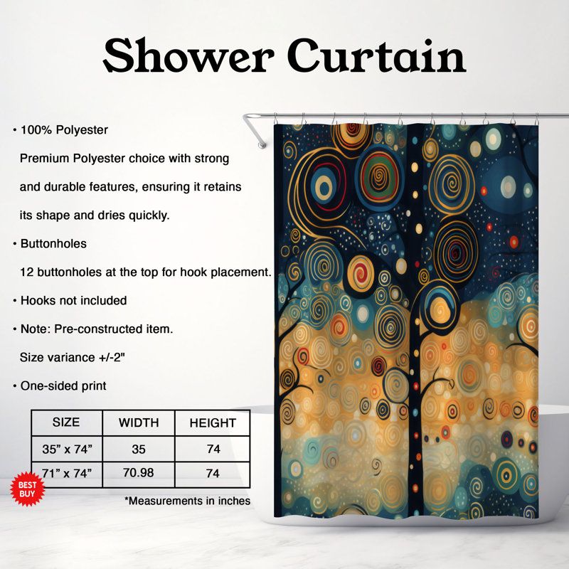 Rideau de douche Glittering Tree - Premium, H 74 po x l 71 po