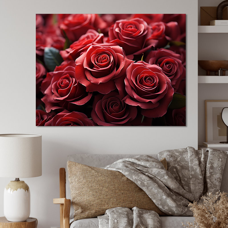 «Crimson Rose Passion I», reproduction sur toile, H 34 po x l 44 po x P 1,5 po, Toile tendue